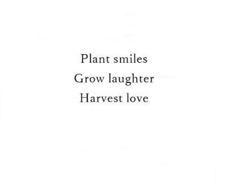 Plant smiles. Grow laughter. Harvest love
