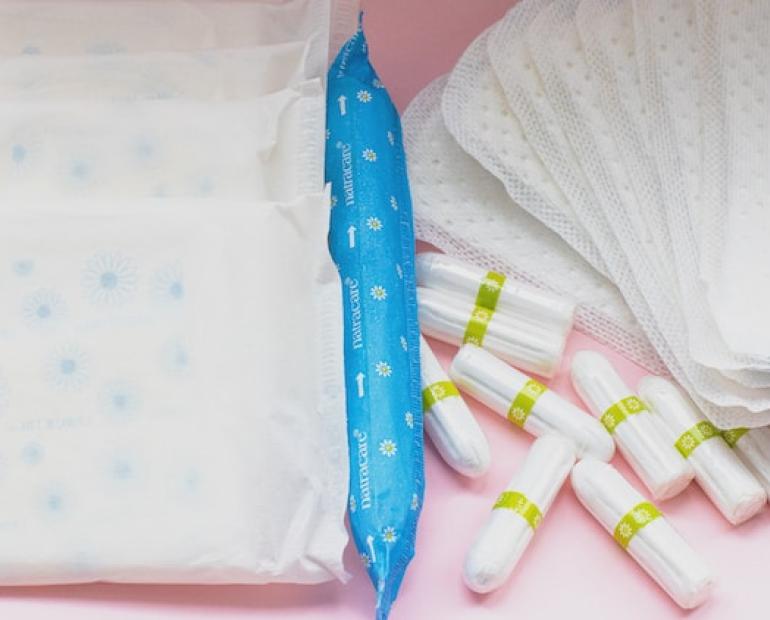 Photo showing menstrual products 