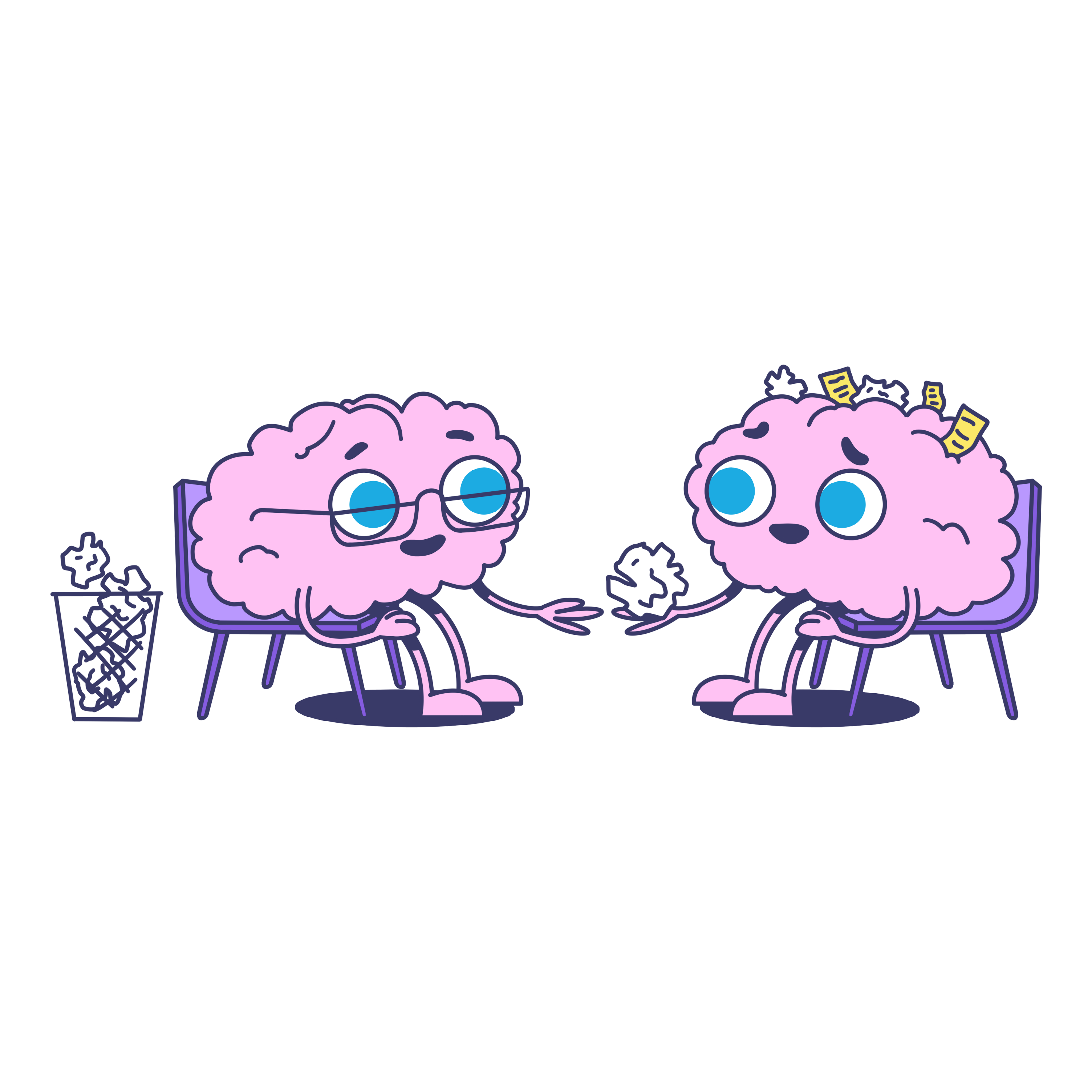 Ένα γραφικό που δείχνει έναν εγκέφαλο να μιλάει με έναν άλλο εγκέφαλο