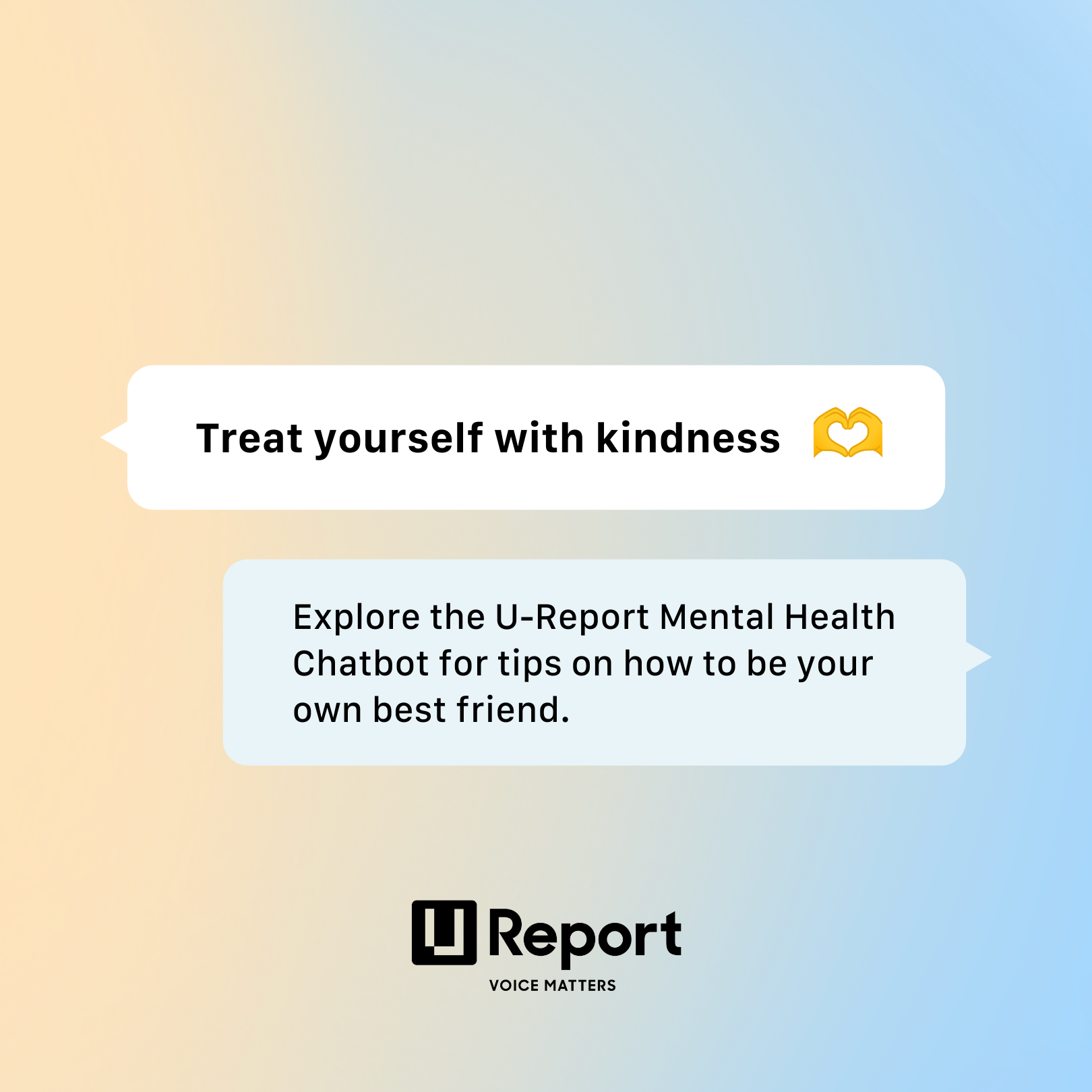 Ένα γραφικό που προσκαλεί τους ανθρώπους να χρησιμοποιήσουν το νέο chatbot ψυχικής υγείας αναφοράς U