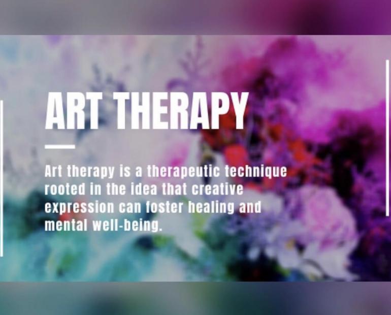 A line about Art Therapy against a colourful background