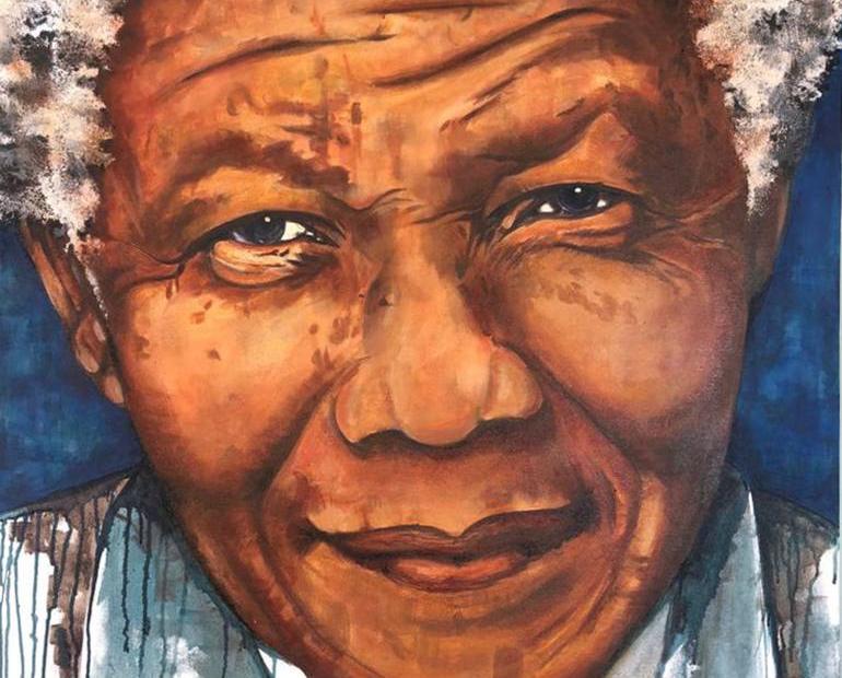 This is a portrait of Nelson Mandela.