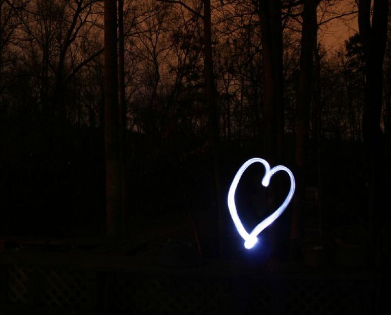 Heart shape glows in the dark