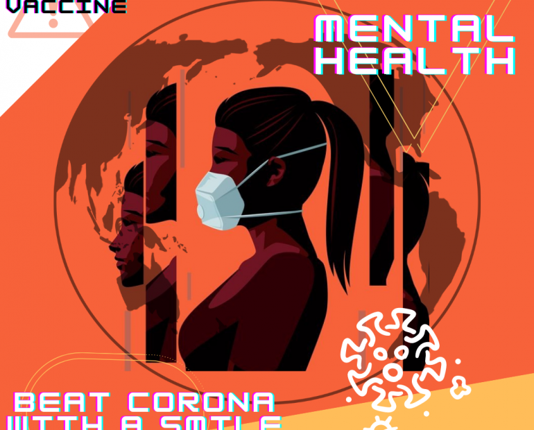 The various phases of a girl wearing a mask depicts the state of world citizens in today's scenario. Getting vaccinated and social distancing are the means to beat corona with a smile.
