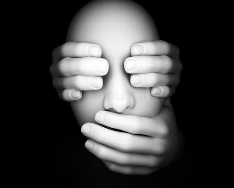 the hands of the imorral covering our eyes and mouths to the current occurance