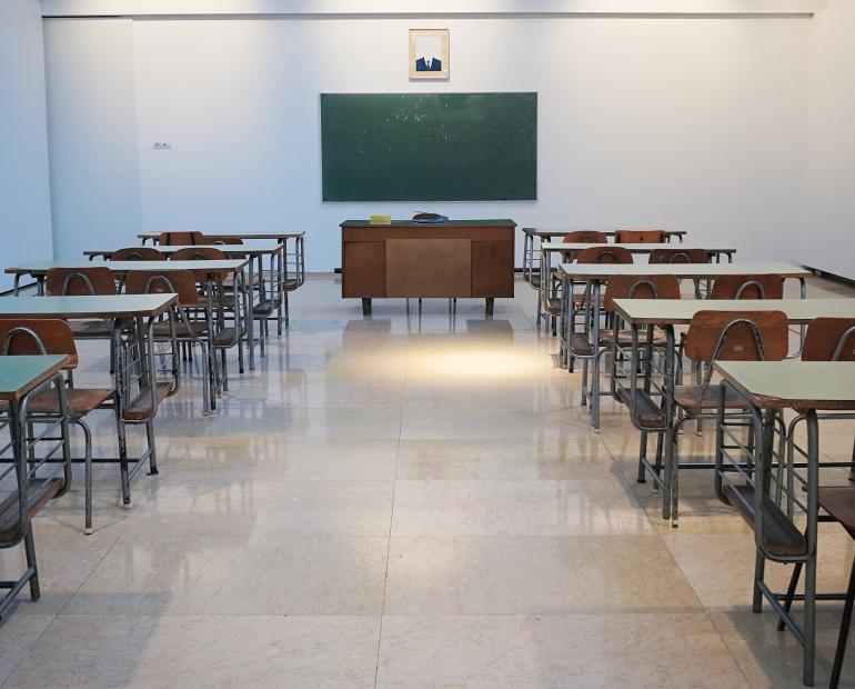 An empty classroom.