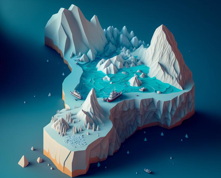 Iceberg melting down.