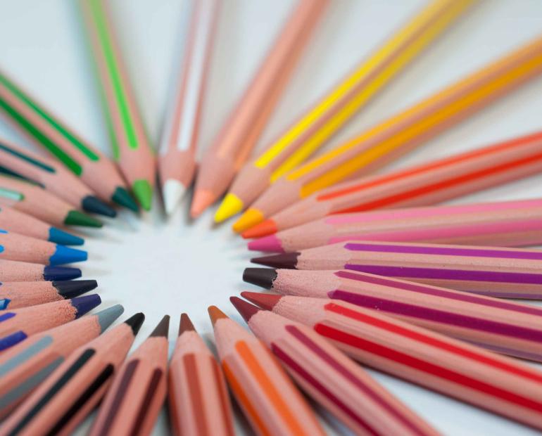 A set of pencils of different colors.