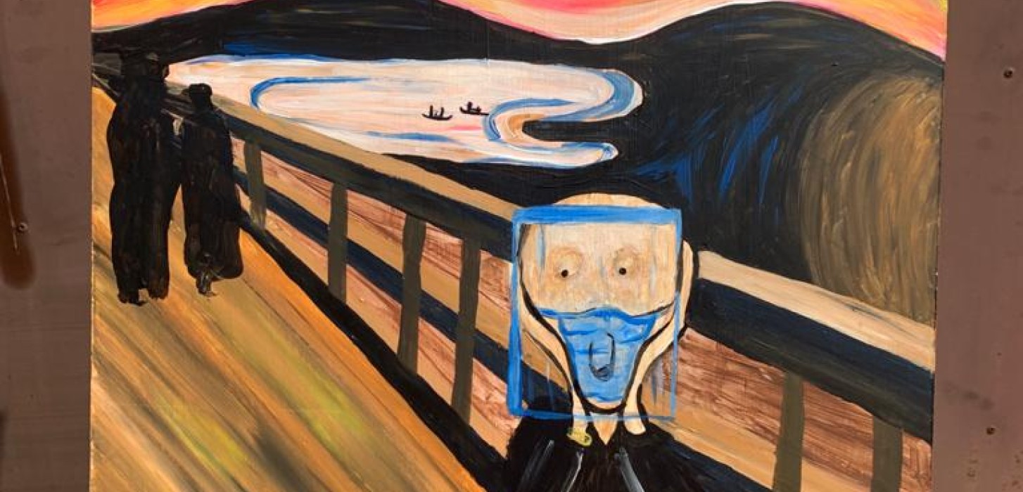  The painting I have painted depicts a twist on a world famous painting, 'The Scream' by Edvard Munch.