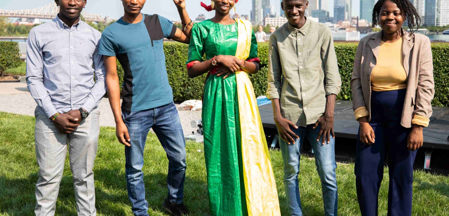 Emmanuel poses with other youth advocates at the UN in New York.