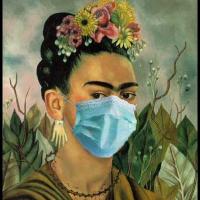 Pintura de Frida Kahlo con cubrebocas