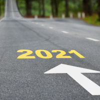 Road with 2021 written on it