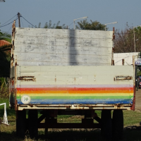Truck with a rainbow