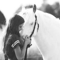 Black and white photo me and my horse