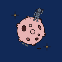 Polaris' Avatar: a tiny astronaut on an asteroid of some sorts, with some stars surrounding it.