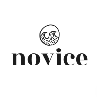 the word novice with a symbol of waves in a circle on top