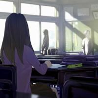 Girl in classroom illustration